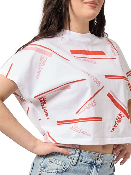 T-shirt donna bianca in cotone Karl Lagerfeld jeans | A2W1703410W